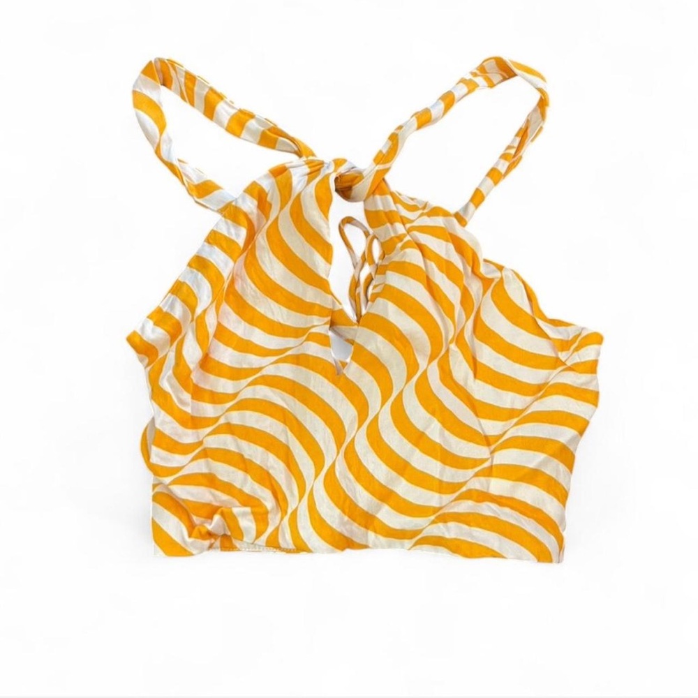 Zara Vibrant Orange and White Striped Crop Top